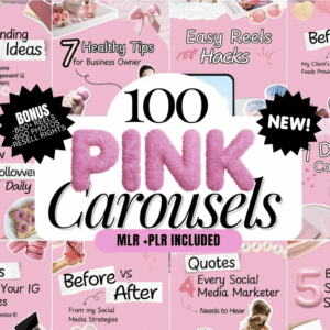 100 Aesthetic Pink Instagram Carousel Templates PLR MRR