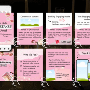 100 Aesthetic Pink Instagram Carousel Templates PLR MRR