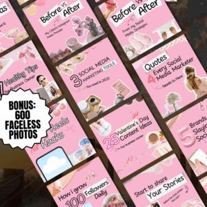 100 Aesthetic Pink Instagram Carousel Templates PLR MRR